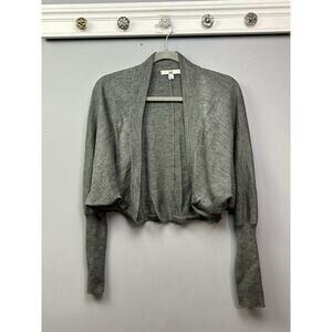 Ya Los Angeles Gray Open Front Shrug Womens Large Cropped Neutral Office Career